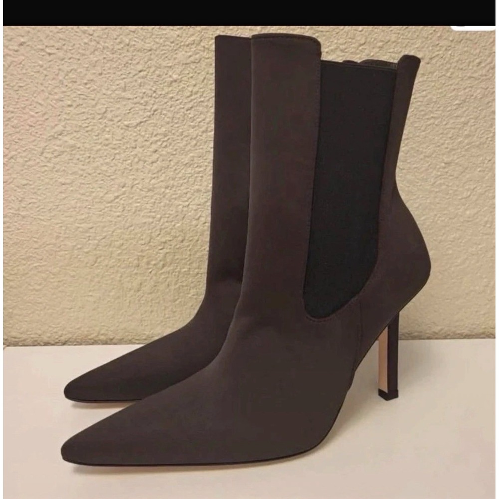 Good American Unapologetic Neoprene Chelsea Ankle Boots Brown 7.5 GA118N-X